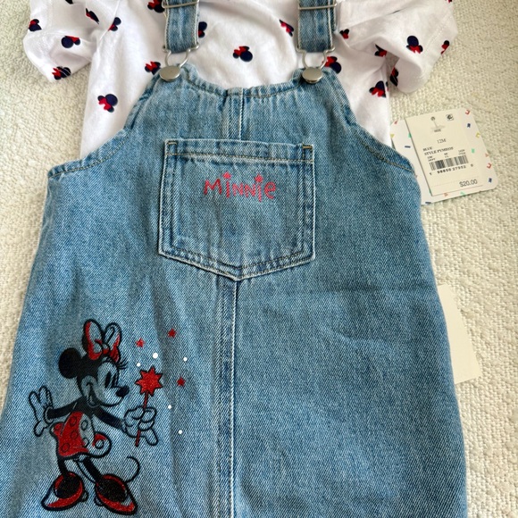 Disney Baby | NEW Denim Overall Set - Minnie Mouse 12m - Picture 4 of 6